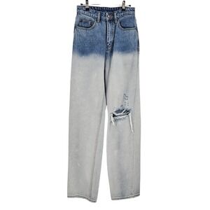 Ksubi Jeans Blue Ombre Dyed Distressed High Waist Straight Leg Denim Size 26